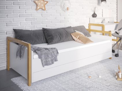 Bílá dětská postel VICTOR s matrací a úložným prostorem 1