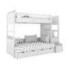 Bílá patrová postel se dvěma lůžky SIMONE s úložnými schody a policí 90x200 cm, 120x200 cm (Zvolte stranu Vpravo)